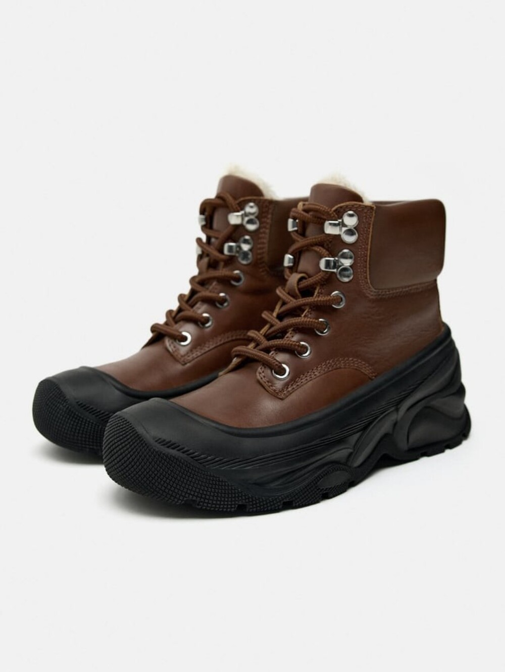 Zara Limited Edition Lace Up Leather Ankle Boots